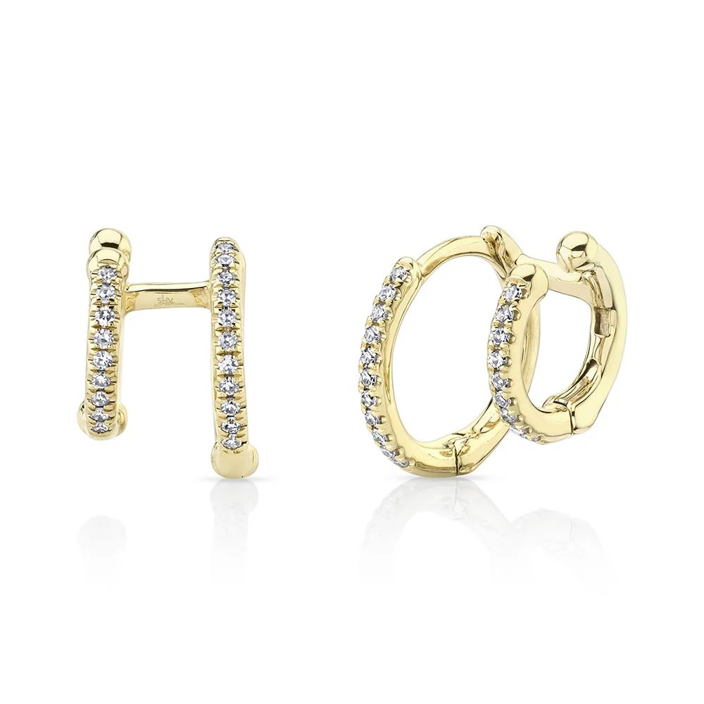 Diamond Double Huggie Earrings